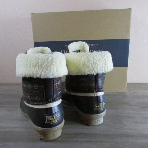 Pendleton Women's 6 Diamond Peak Duck Mid Rain Boot Brown PW2275 - Picture 3 of 4